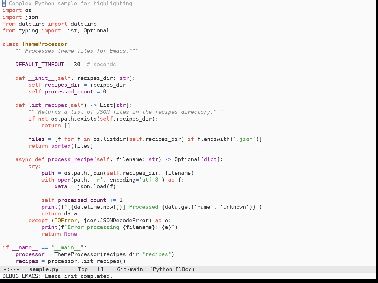 Doom One Light Theme in python-mode