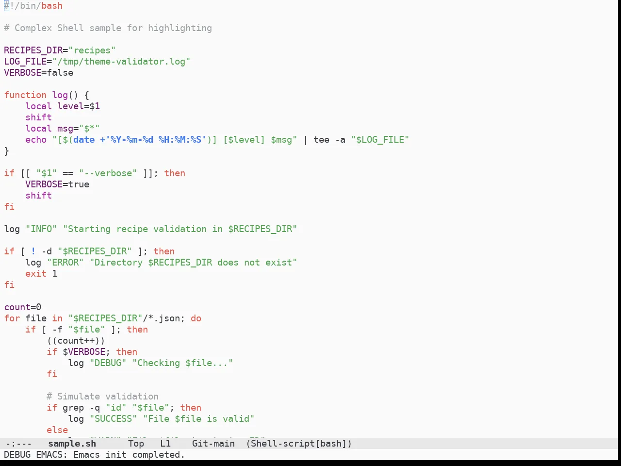 Doom One Light Theme in sh-mode