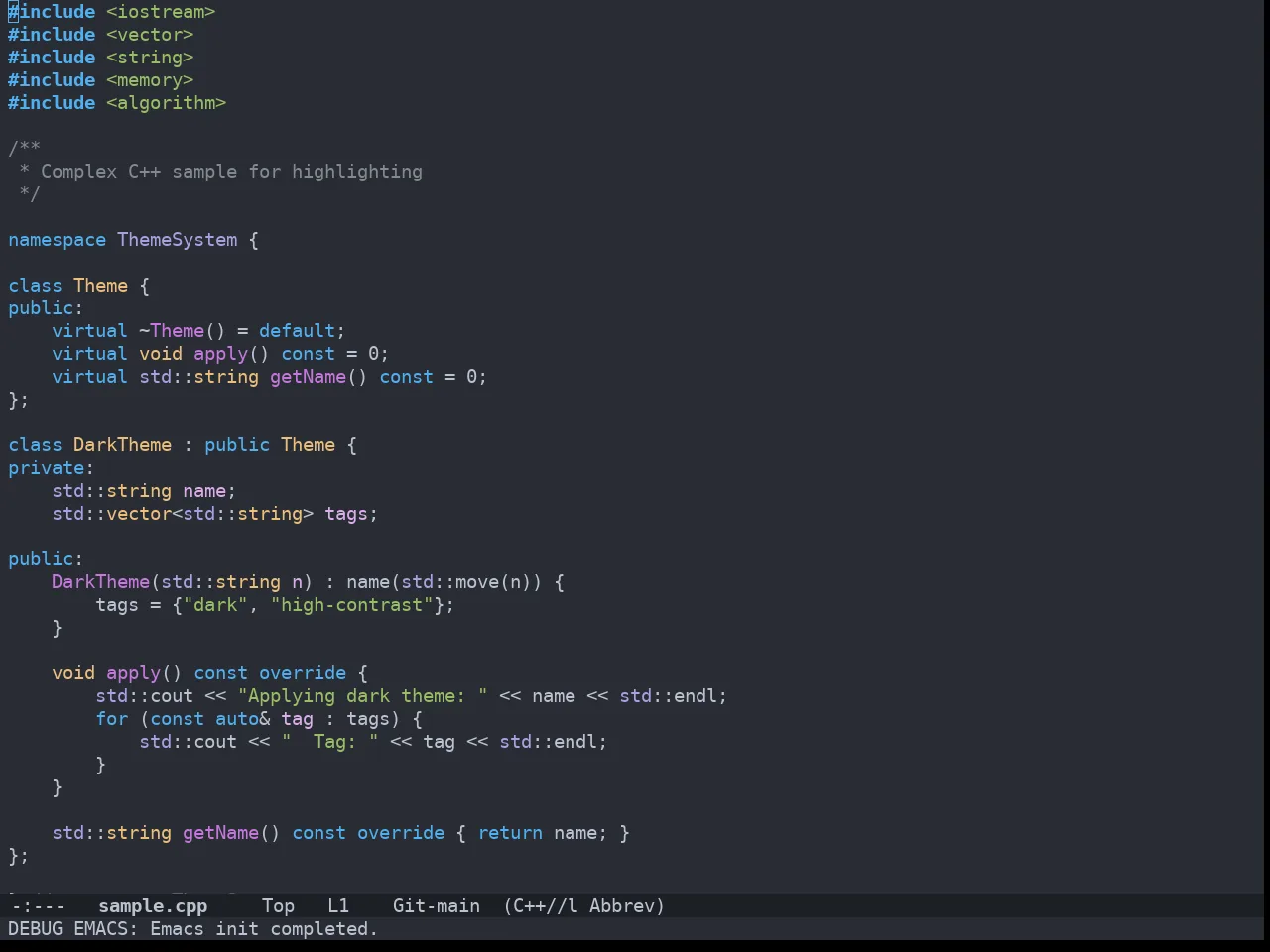 Doom One Theme in c++-mode