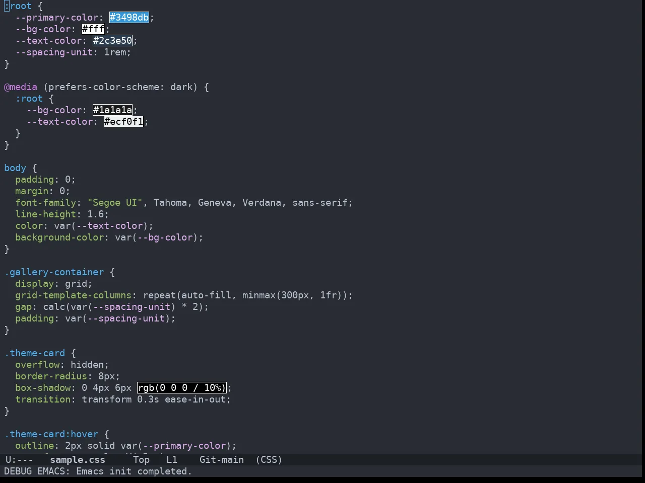 Doom One Theme in css-mode