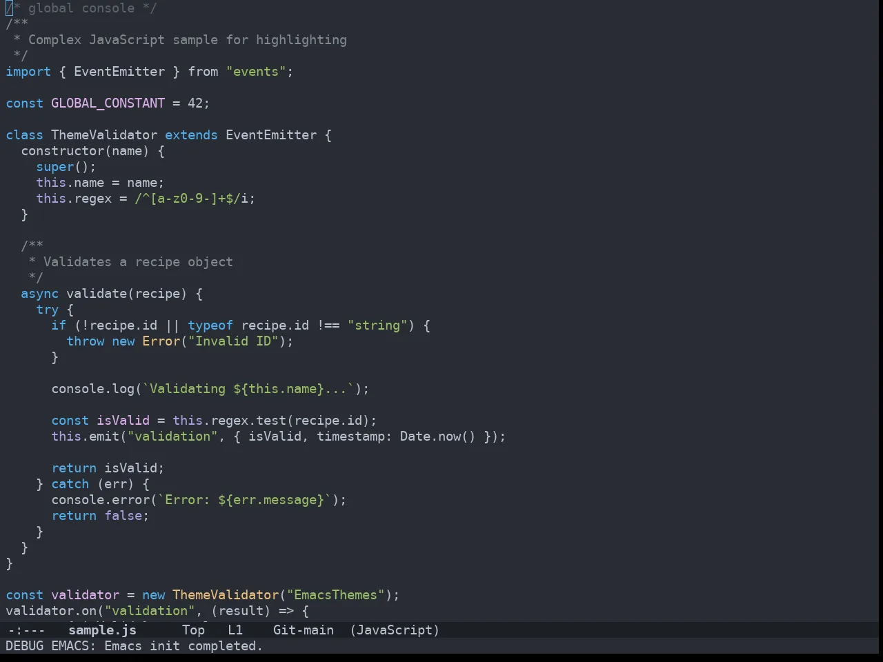 Doom One Theme in javascript-mode