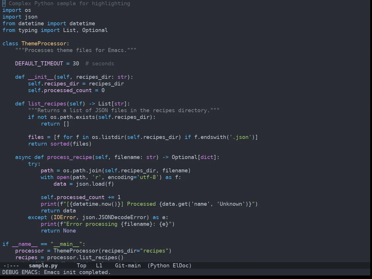 Doom One Theme in python-mode