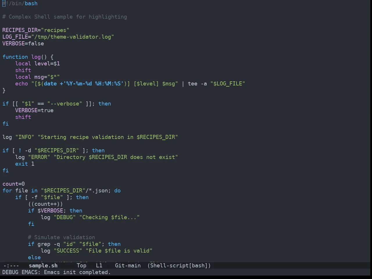 Doom One Theme in sh-mode