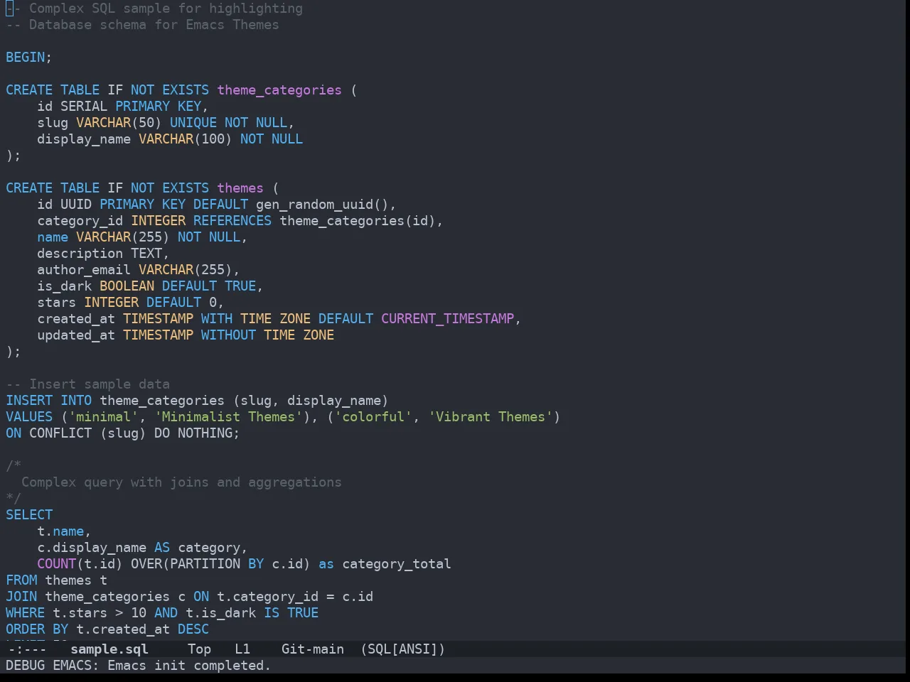Doom One Theme in sql-mode