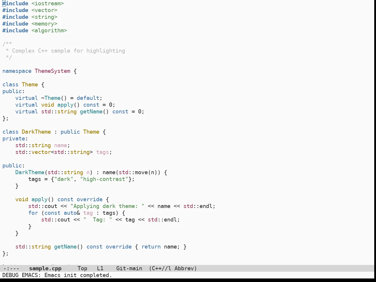 Doom Opera Light Theme in c++-mode