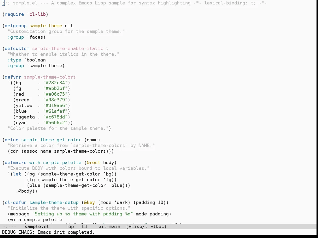 Doom Opera Light Theme in emacs-lisp-mode