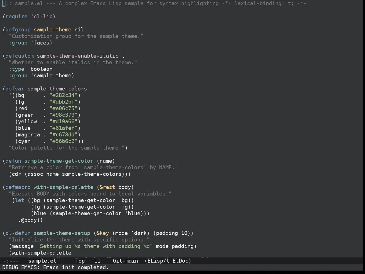 Doom Opera Theme in emacs-lisp-mode