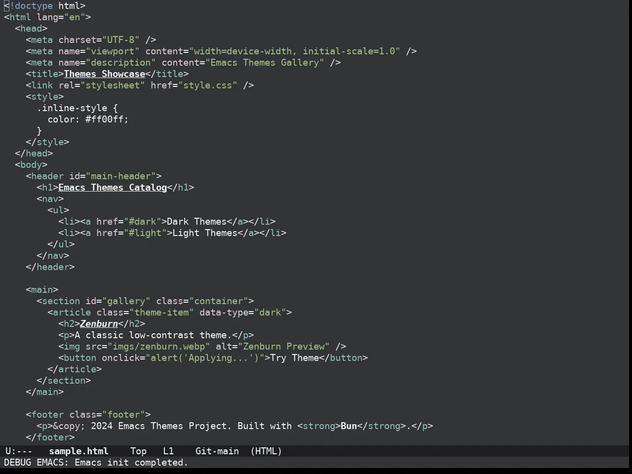 Doom Opera Theme in html-mode