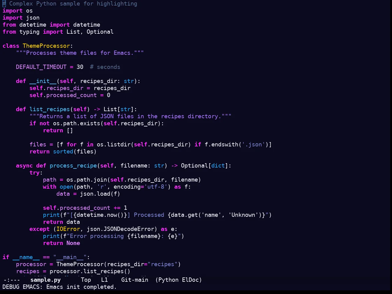 Doom Outrun Electric Theme in python-mode