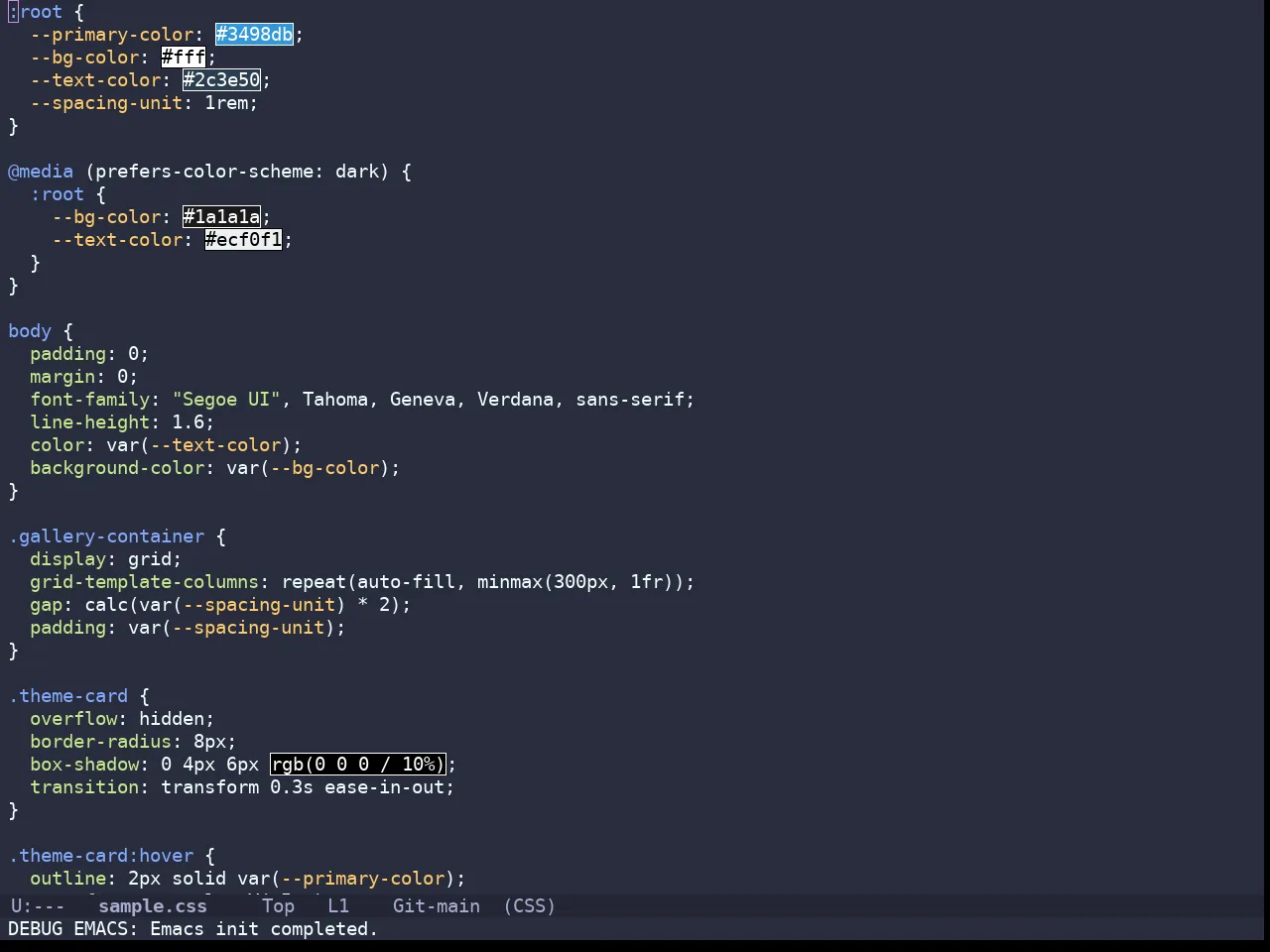 Doom Palenight Theme in css-mode