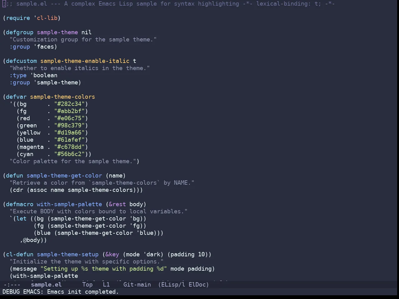 Doom Palenight Theme in emacs-lisp-mode