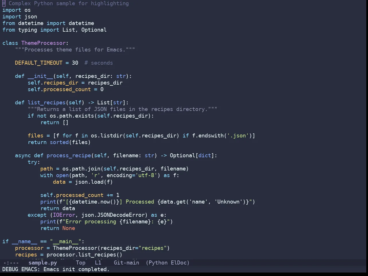 Doom Palenight Theme in python-mode