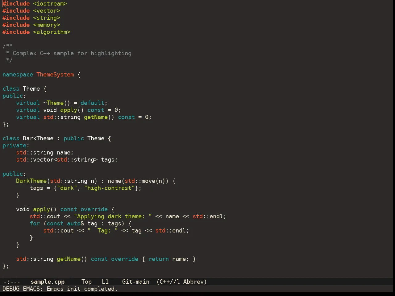 Doom Peacock Theme in c++-mode