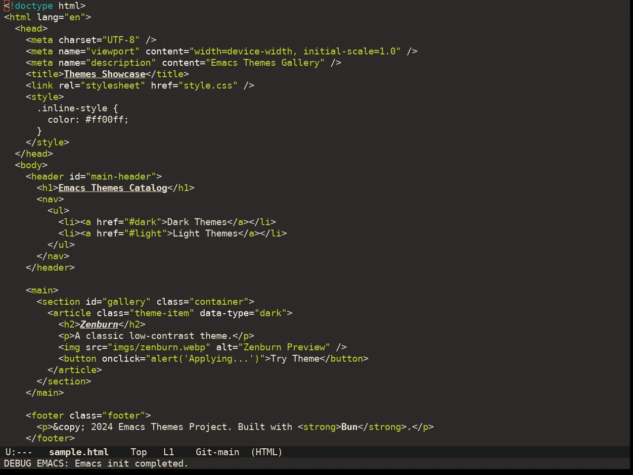 Doom Peacock Theme in html-mode