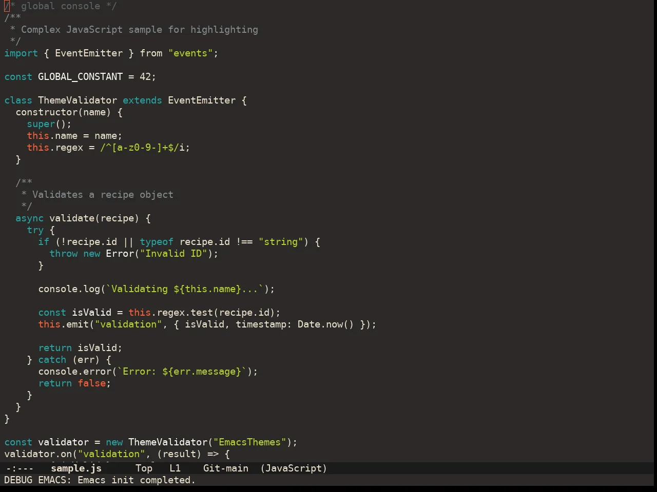 Doom Peacock Theme in javascript-mode