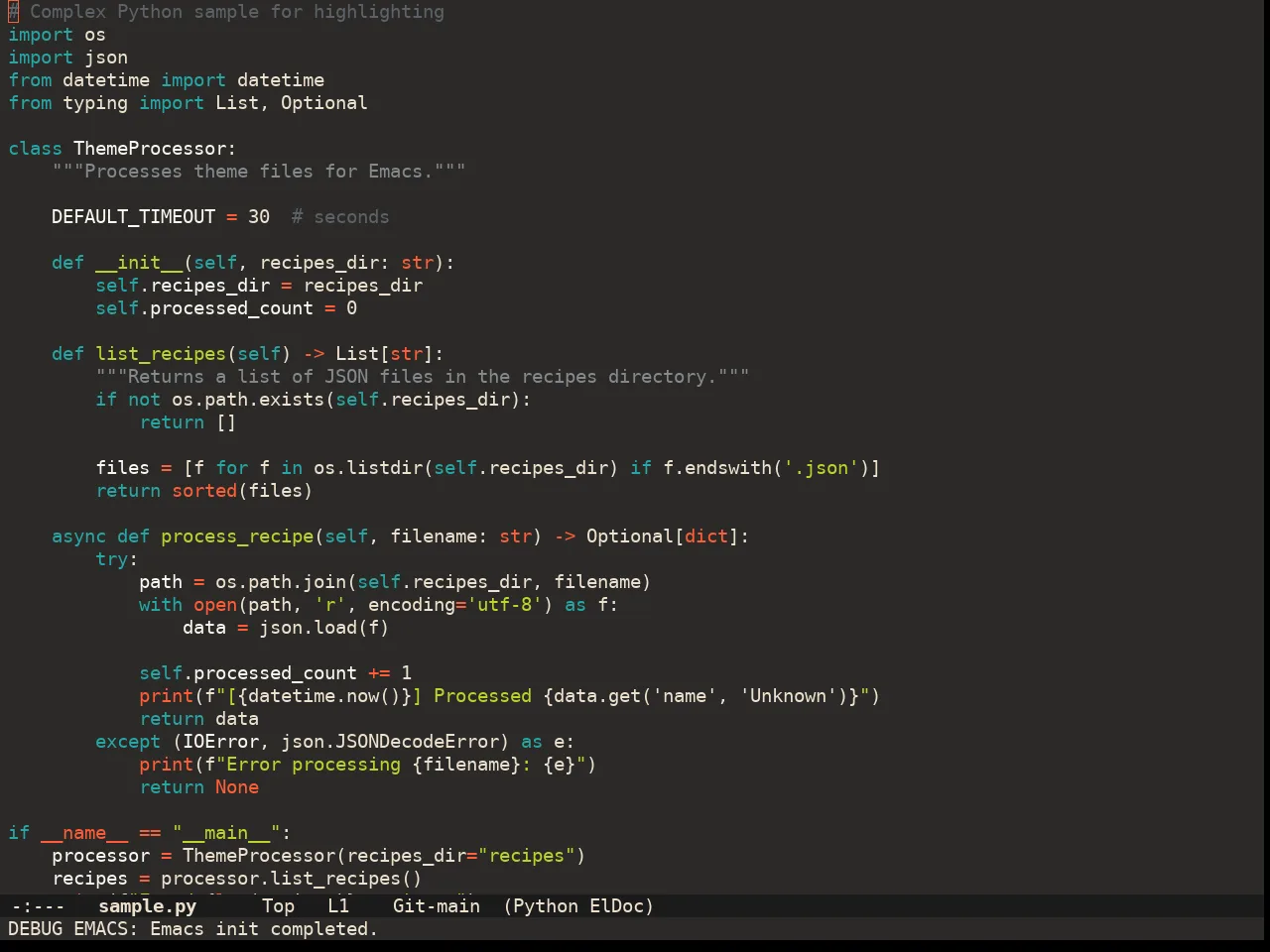 Doom Peacock Theme in python-mode