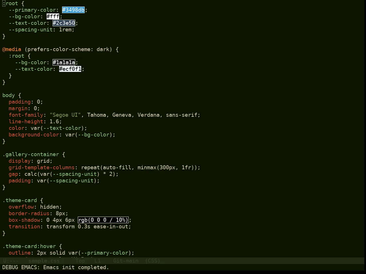 Doom Pine Theme in css-mode