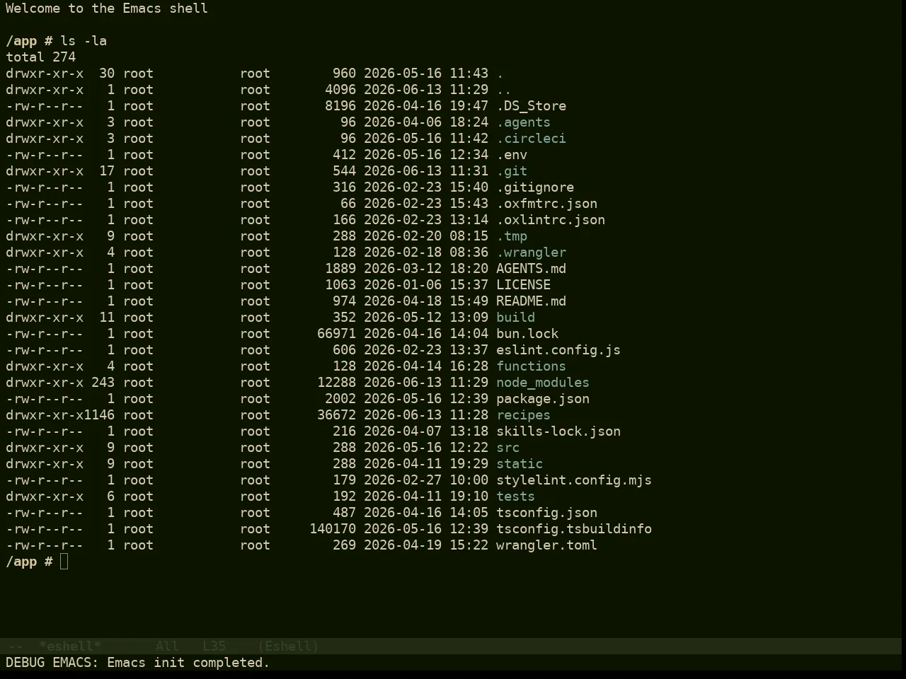 Doom Pine Theme in eshell
