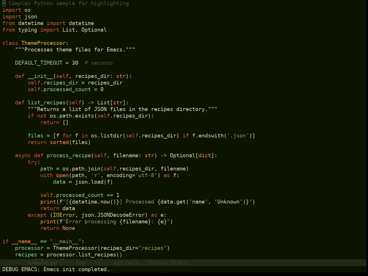 Doom Pine Theme in python-mode