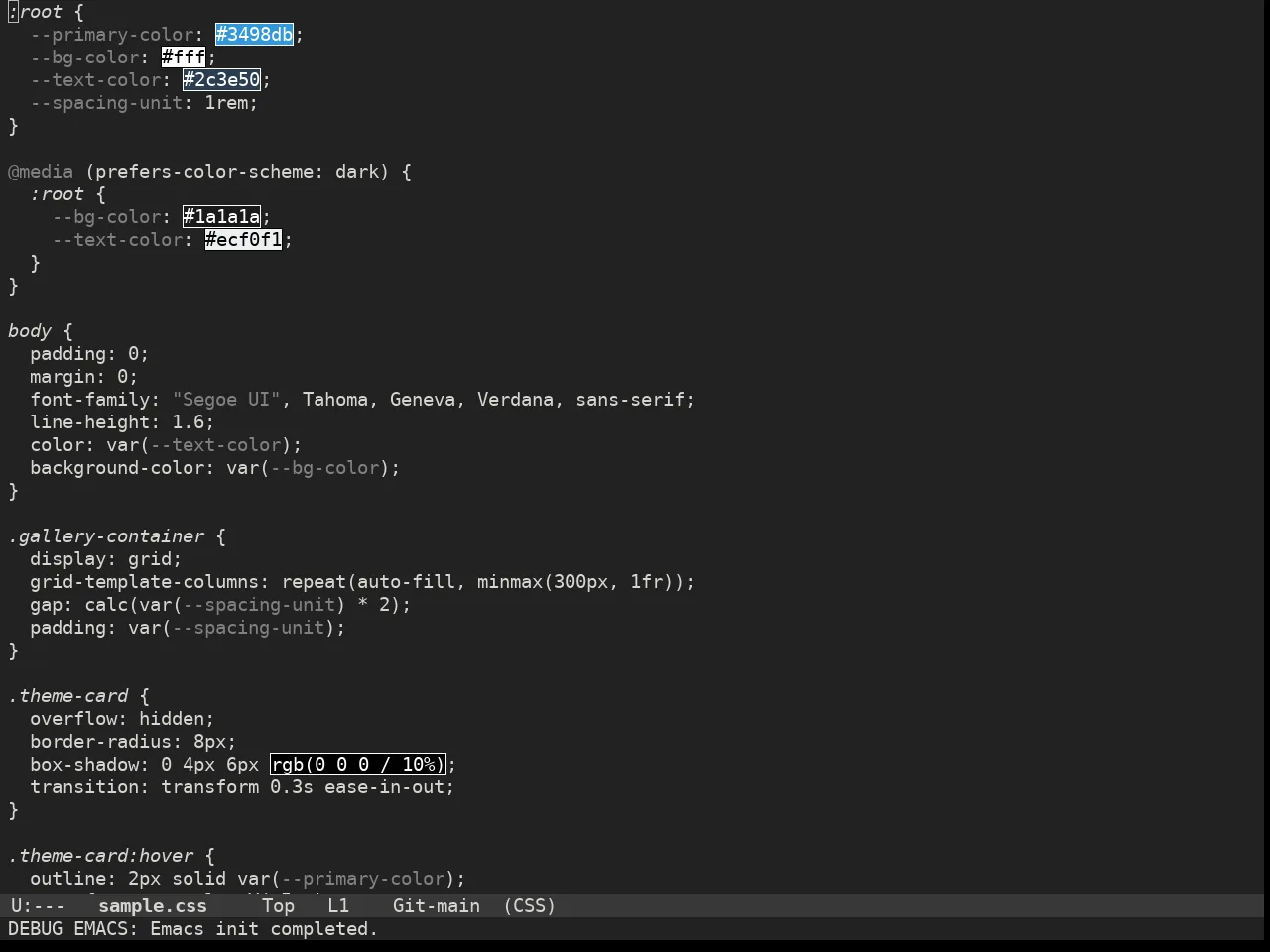Doom Plain Dark Theme in css-mode