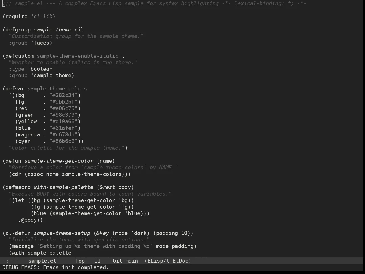 Doom Plain Dark Theme in emacs-lisp-mode