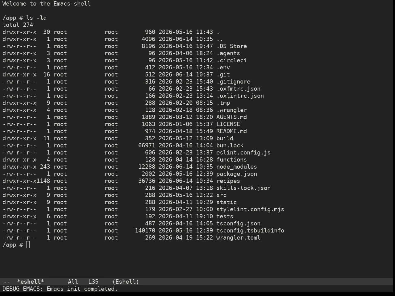 Doom Plain Dark Theme in eshell