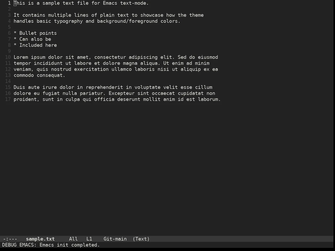 Doom Plain Dark Theme in text-mode