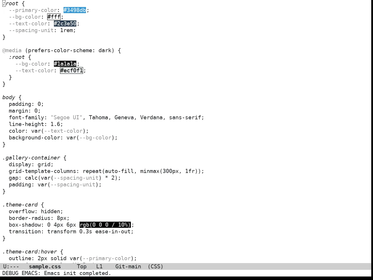 Doom Plain Theme in css-mode