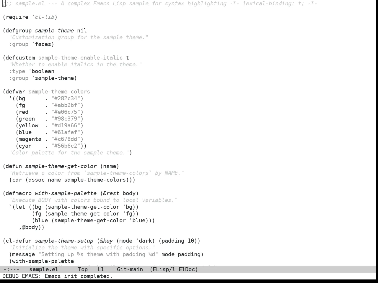 Doom Plain Theme in emacs-lisp-mode