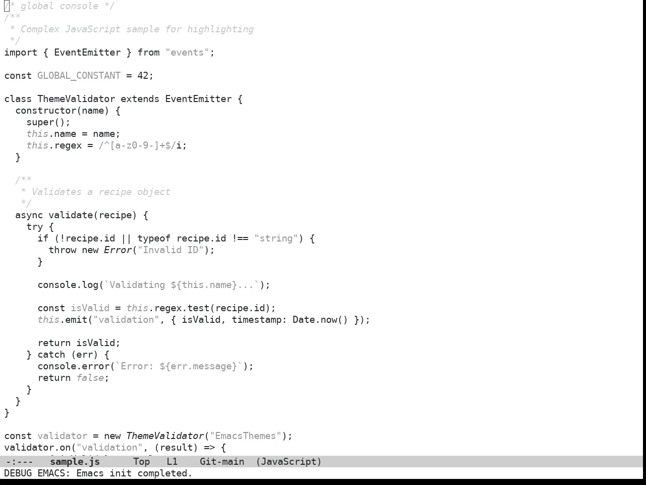 Doom Plain Theme in javascript-mode