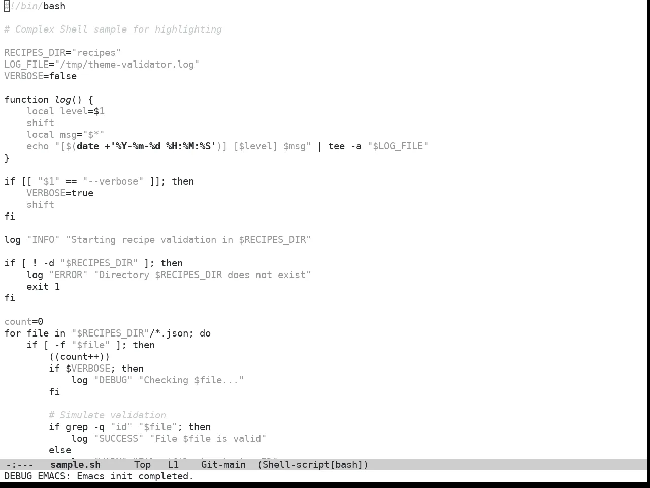 Doom Plain Theme in sh-mode
