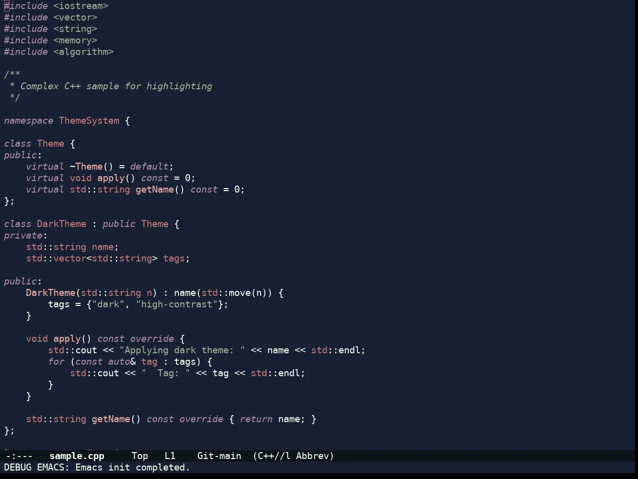 Doom Rouge Theme in c++-mode