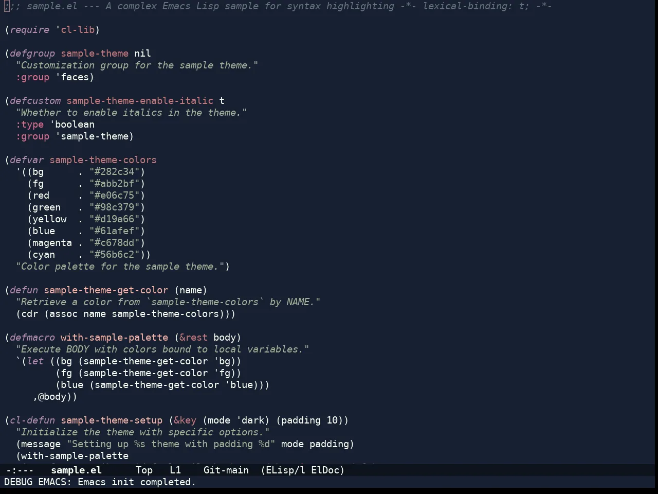 Doom Rouge Theme in emacs-lisp-mode