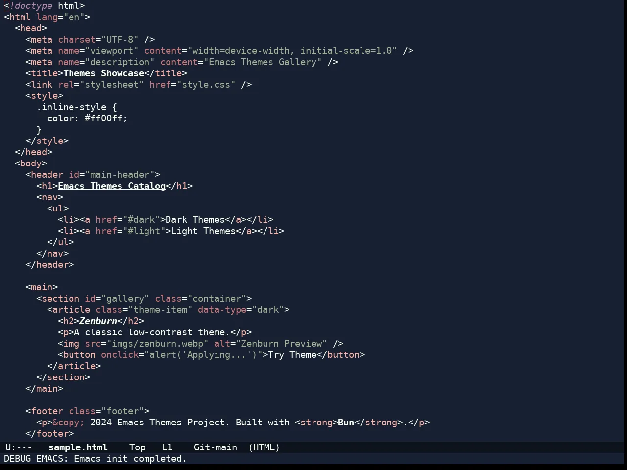 Doom Rouge Theme in html-mode