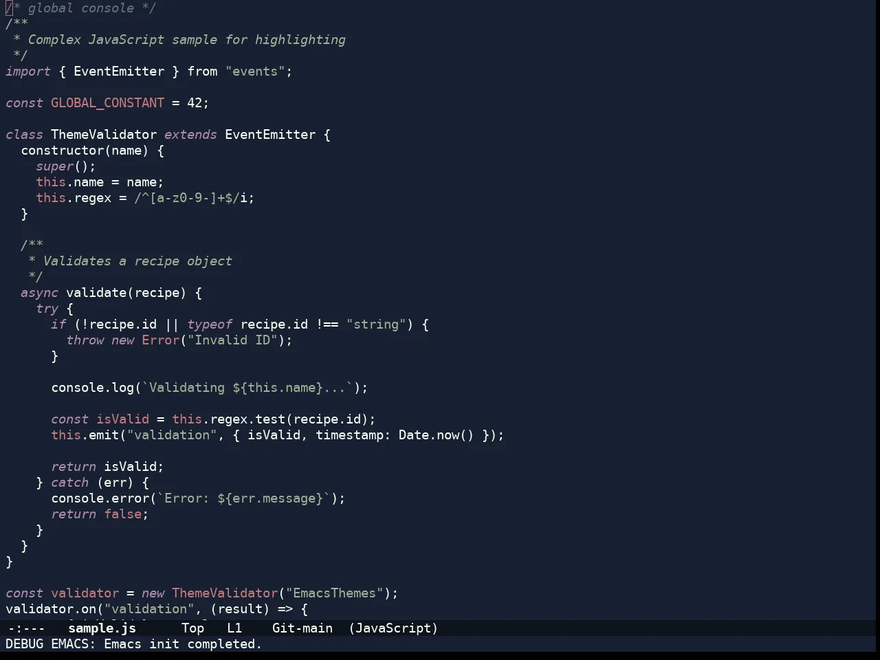 Doom Rouge Theme in javascript-mode