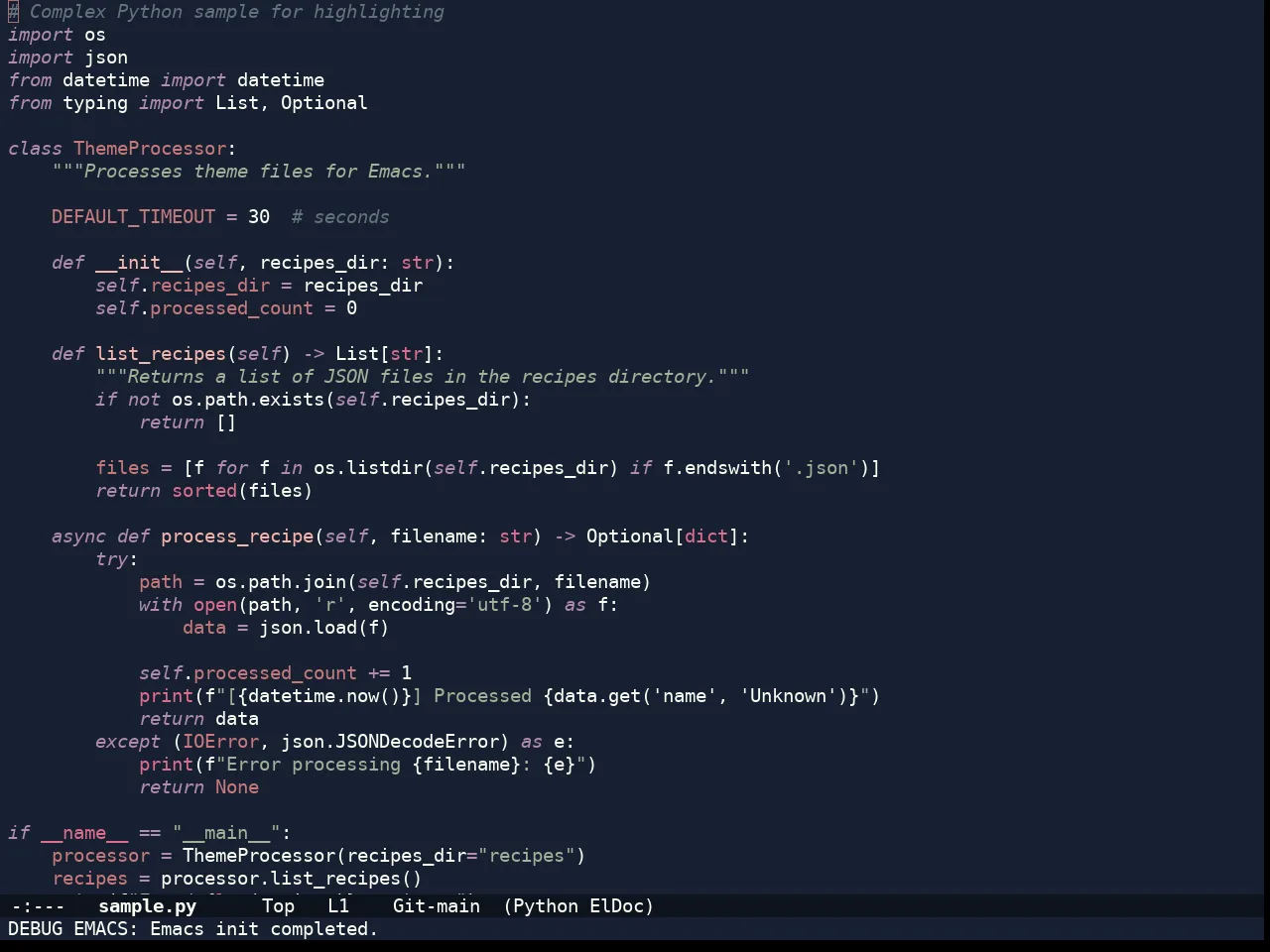 Doom Rouge Theme in python-mode