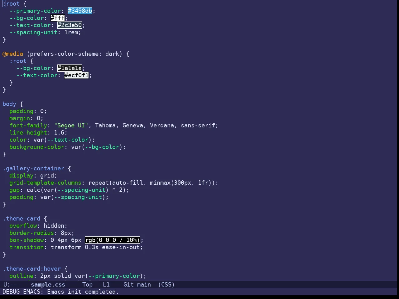 Doom Shades of Purple Theme in css-mode