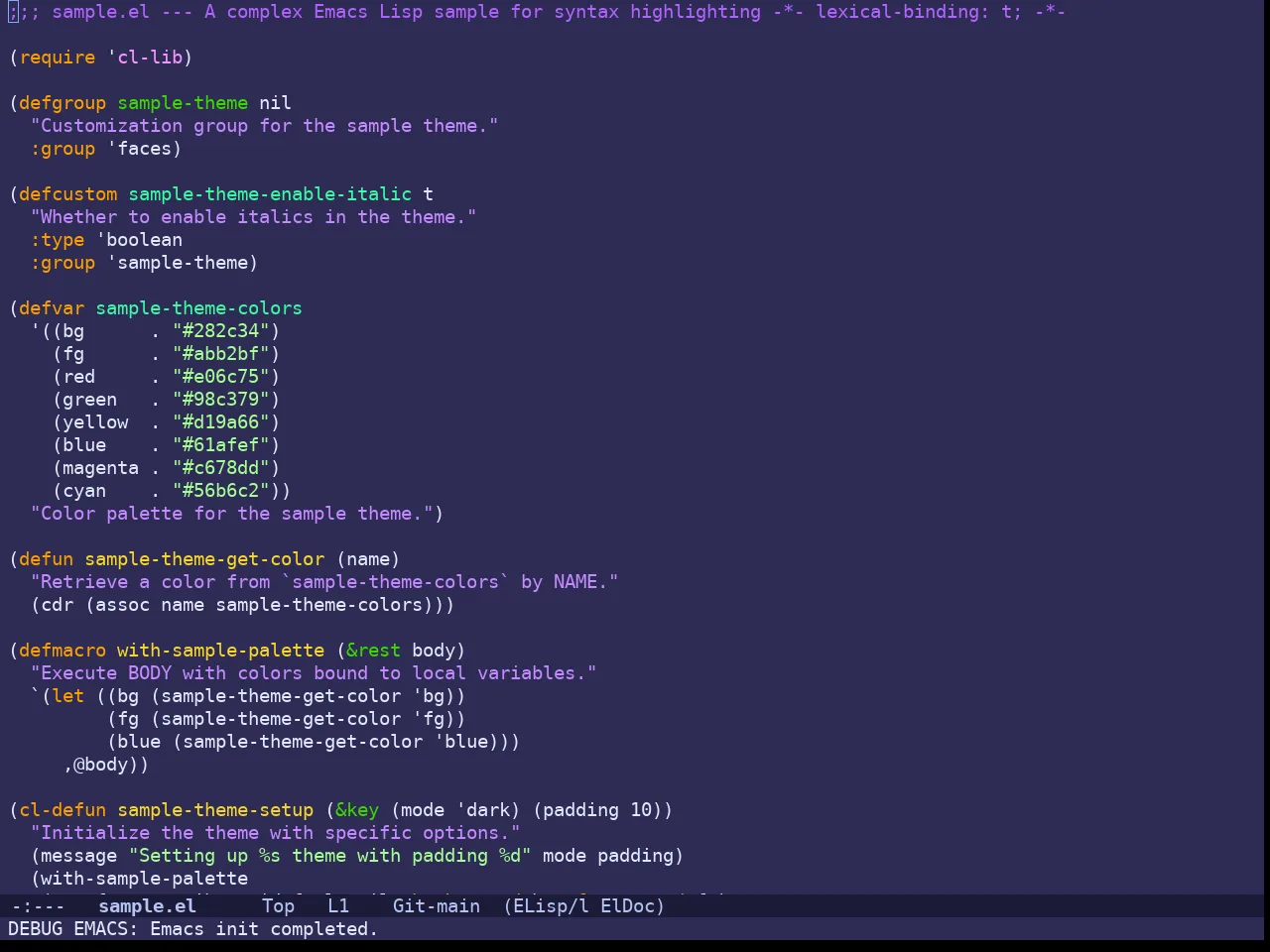 Doom Shades of Purple Theme in emacs-lisp-mode