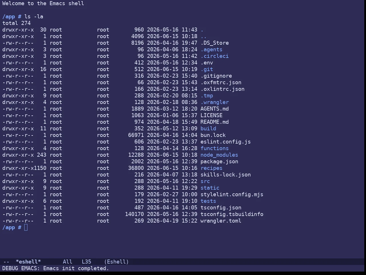 Doom Shades of Purple Theme in eshell