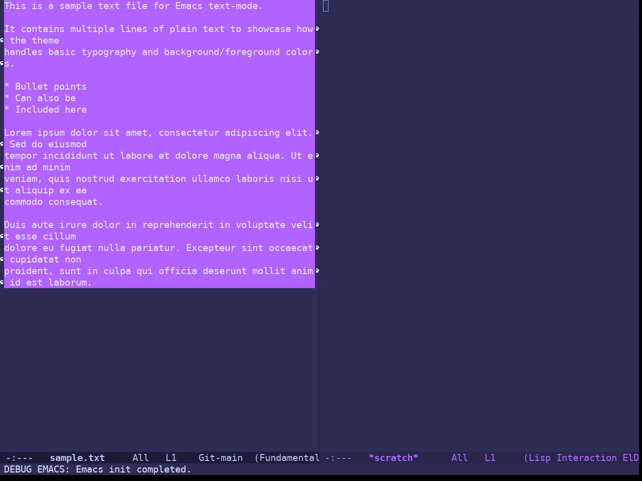 Doom Shades of Purple Theme in fundamental-mode