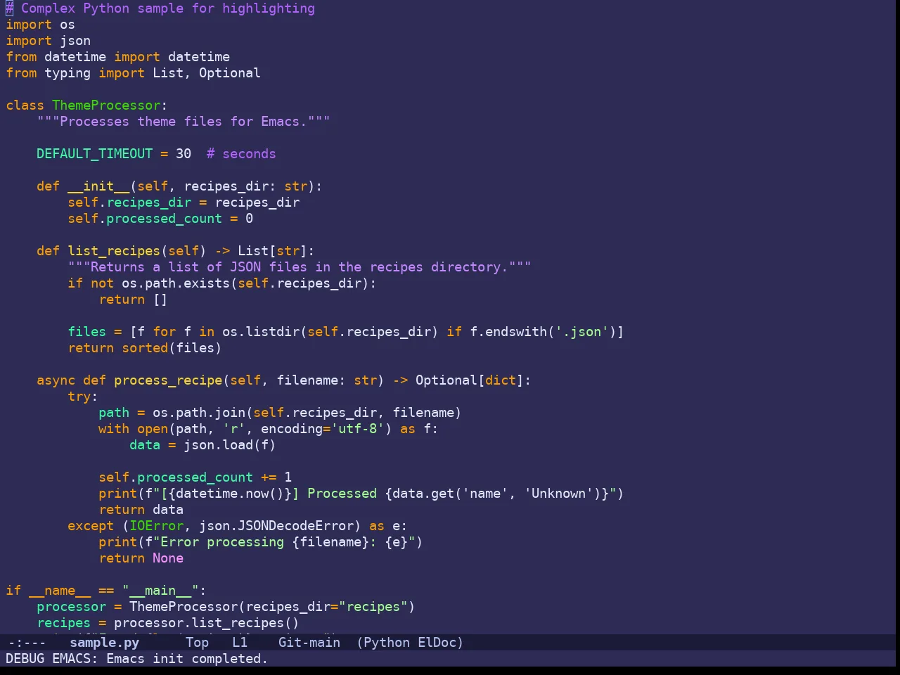 Doom Shades of Purple Theme in python-mode