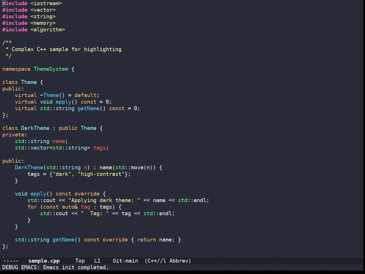 Doom Snazzy Theme in c++-mode