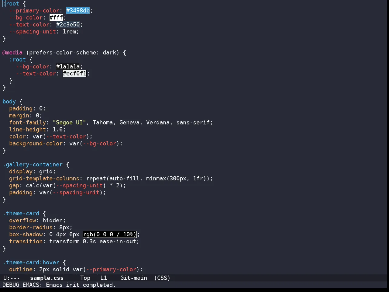 Doom Snazzy Theme in css-mode