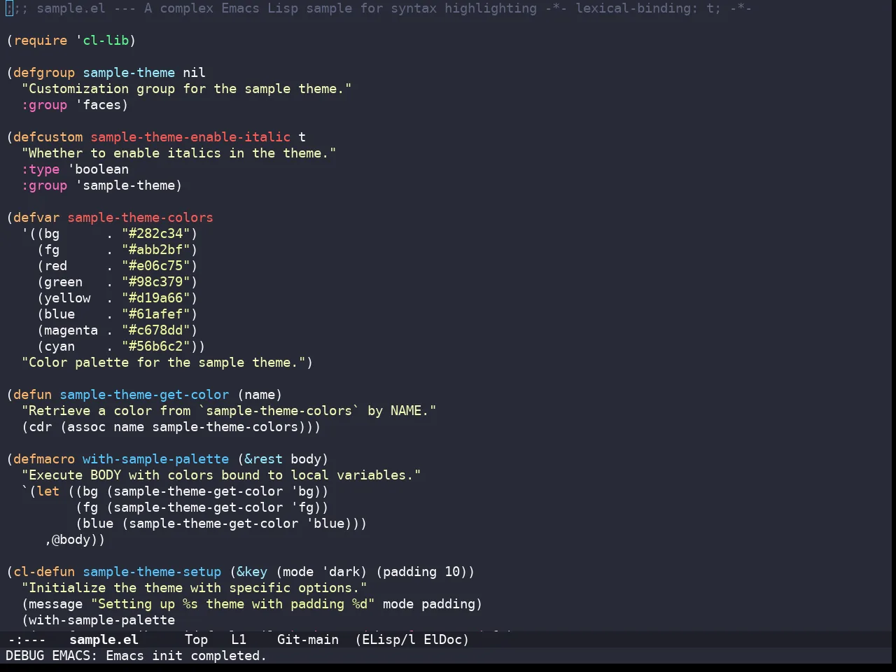 Doom Snazzy Theme in emacs-lisp-mode