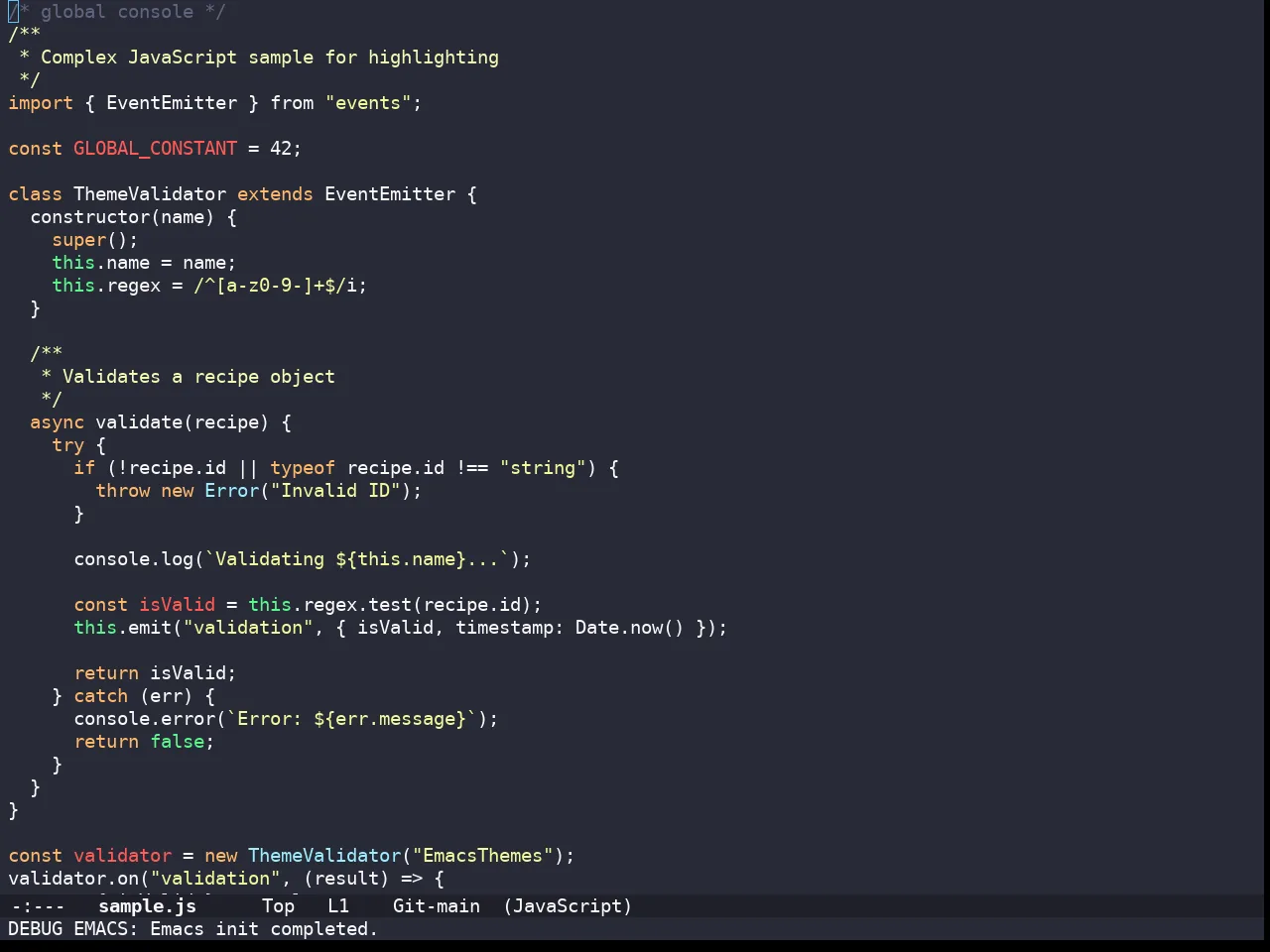 Doom Snazzy Theme in javascript-mode