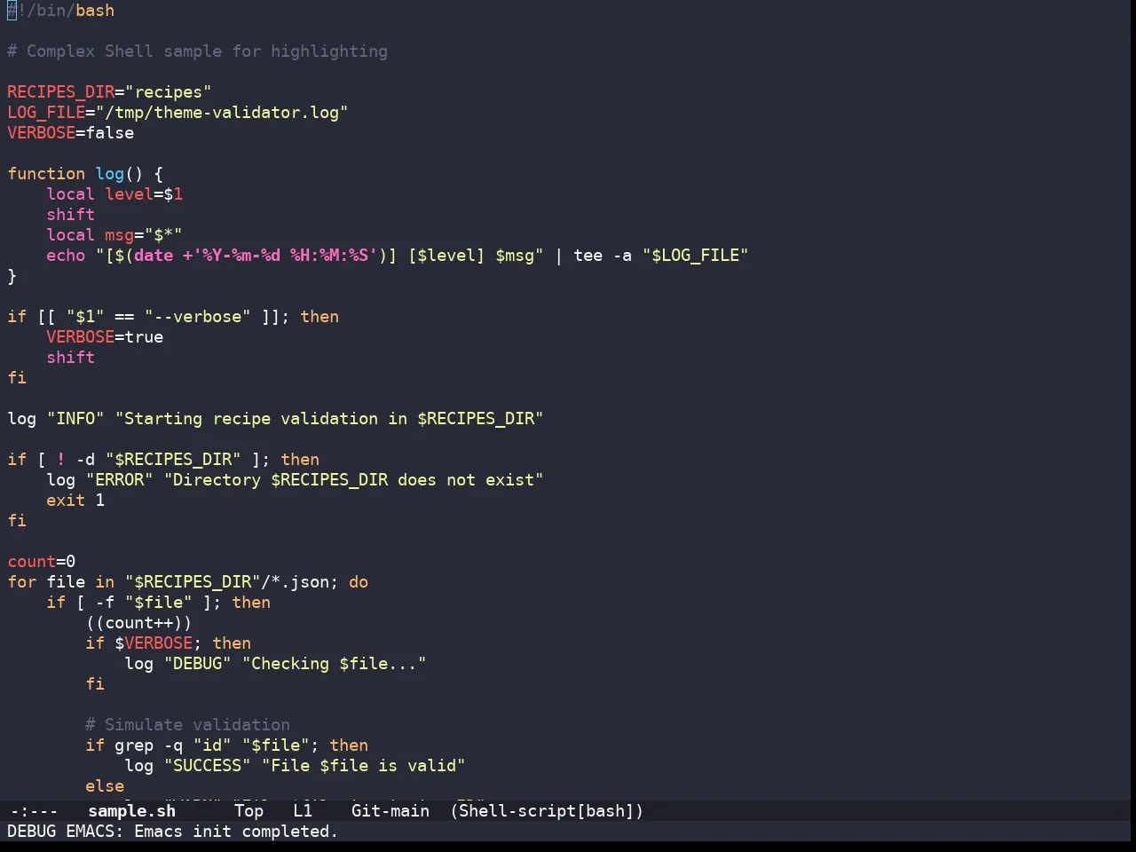 Doom Snazzy Theme in sh-mode