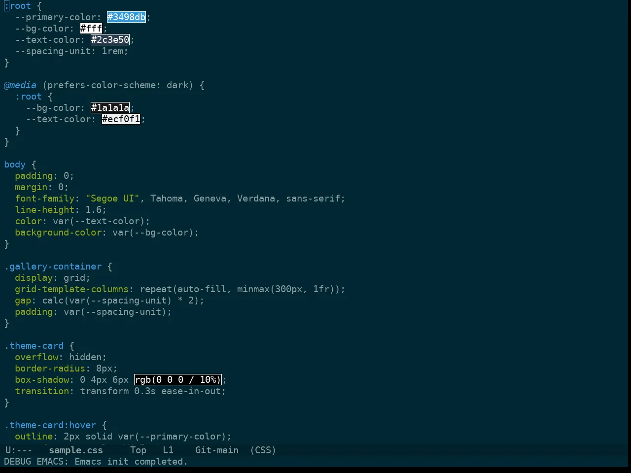 Doom Solarized Dark High Contrast Theme in css-mode