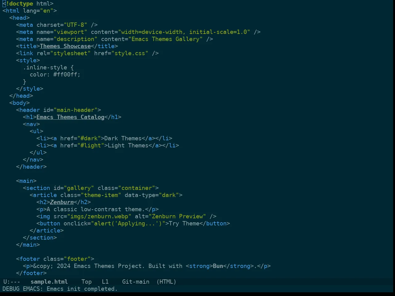 Doom Solarized Dark High Contrast Theme in html-mode