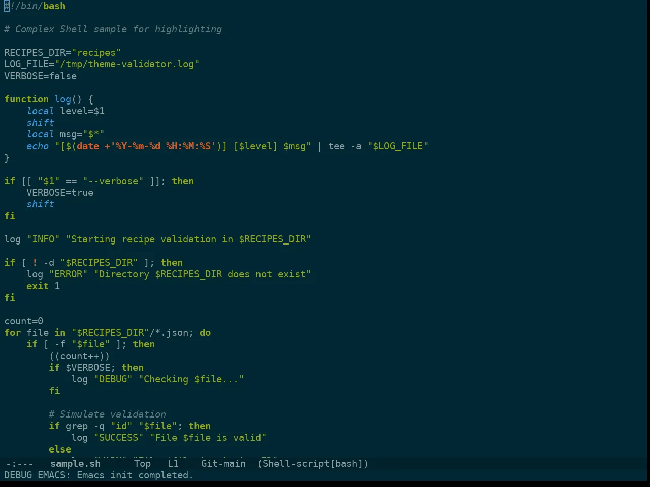 Doom Solarized Dark High Contrast Theme in sh-mode