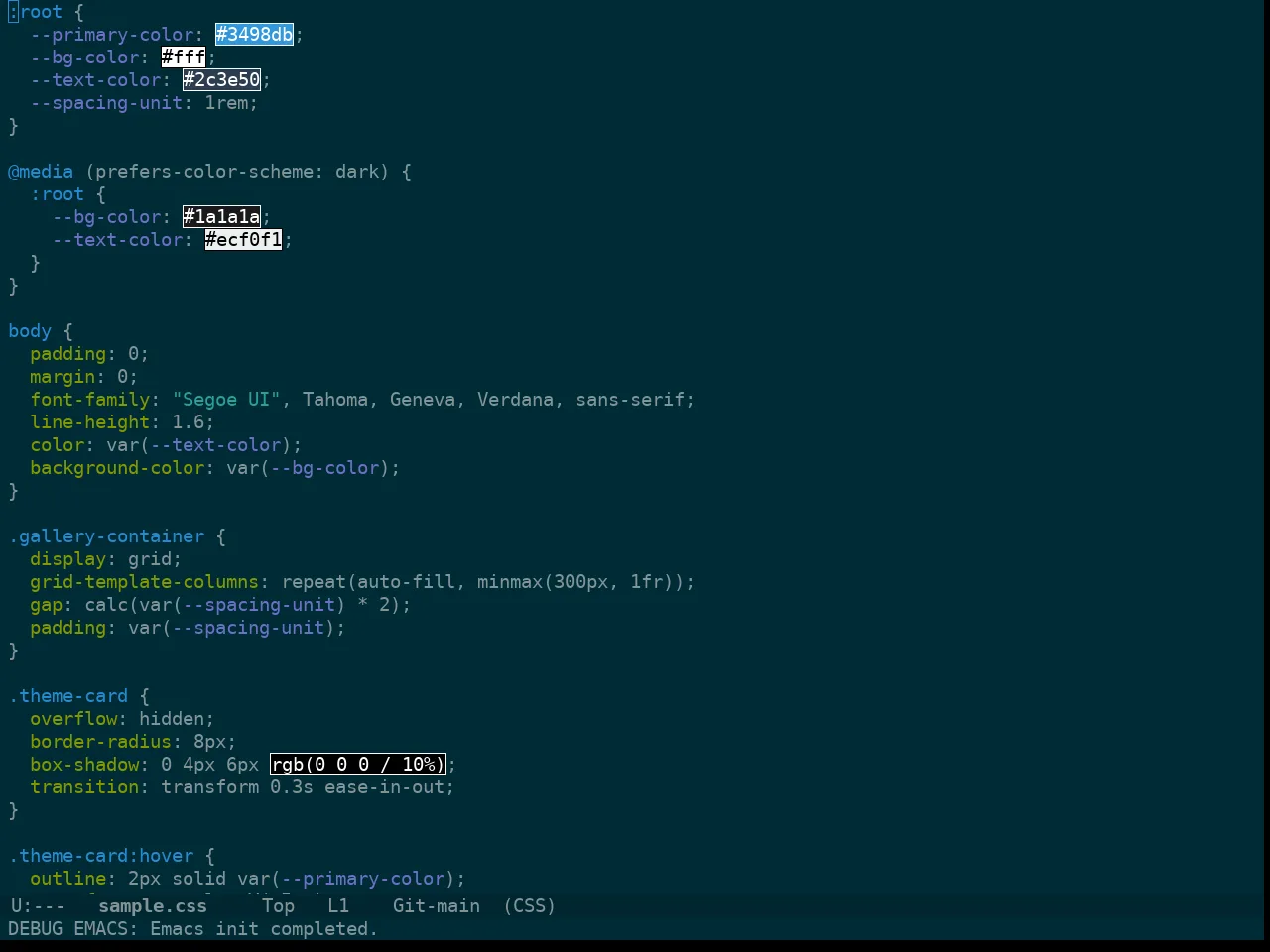 Doom Solarized Dark Theme in css-mode